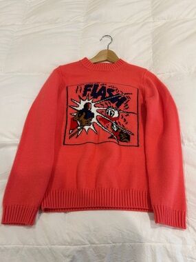 Gucci Coral Graphic Crew Sweater with Pop-Art Panel